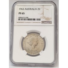 AUSTRALIA 1963 . FLORIN . PROOF . TWO 2 SHILLINGS